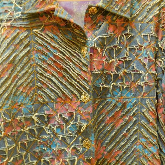 Tantrums Vintage Floral Cut Up Look Denim Jacket - Picture 8 of 8